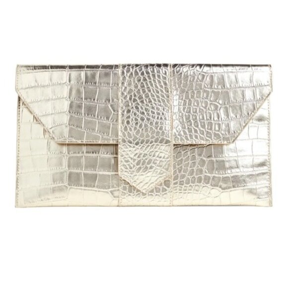 J. J. Winters Nikki Clutch Platinum Croc Boho Chic Clutch NWT - Picture 11 of 11